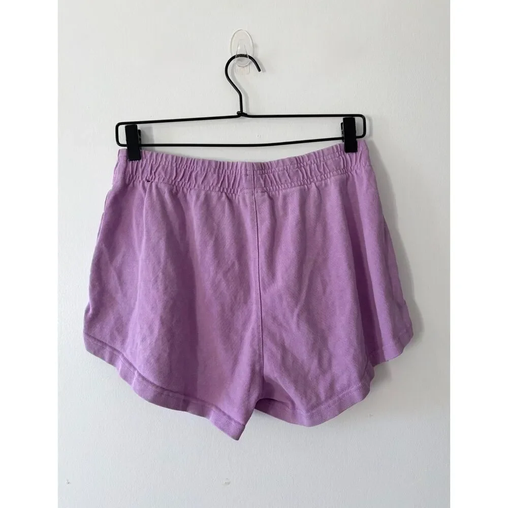 NIKE Sportswear Purple Fleece Shorts High Waisted Box Logo Lounge Womens Small